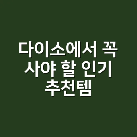 다이소에서 꼭 사야 할 인기 추천템 4가지! - 요약