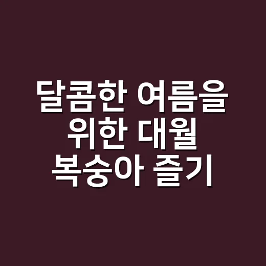 달콤한 여름을 위한 대월 복숭아 즐기는 방법 - 요약