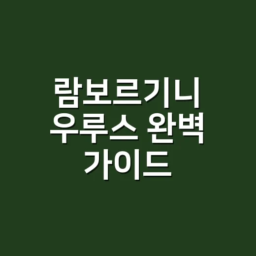 람보르기니 우루스 완벽 가이드: 멋과 성능 모두 잡는 법 - 요약