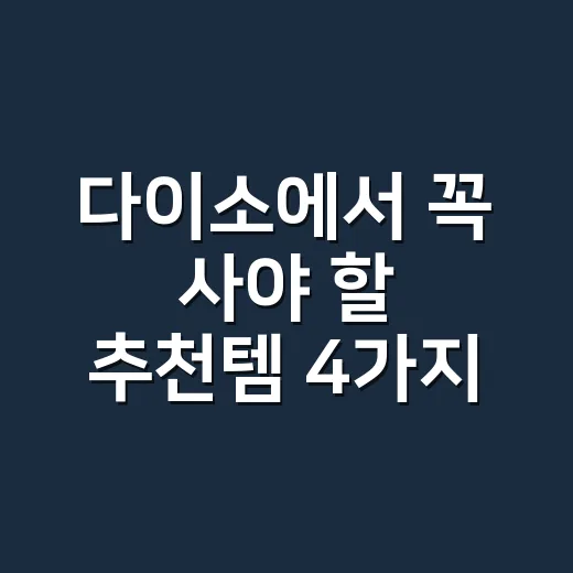 다이소에서 꼭 사야 할 추천템 4가지 - 요약