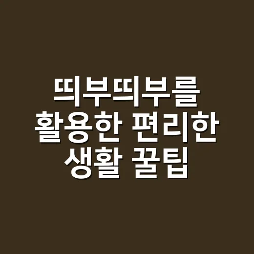 띄부띄부를 활용한 편리한 생활 꿀팁 - 요약