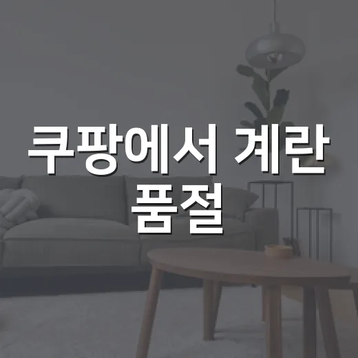 쿠팡에서 계란 품절, 이유와 대처법 - 요약