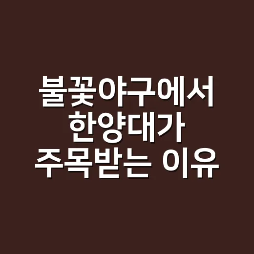 불꽃야구에서 한양대가 주목받는 이유 - 요약