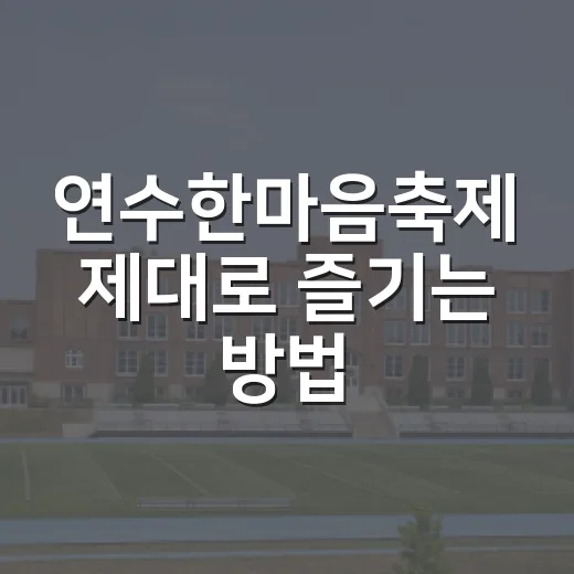 연수한마음축제 제대로 즐기는 방법 - 요약