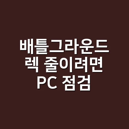 배틀그라운드 렉 줄이려면 PC 점검 견적서에서 이렇게 확인하세요 - 요약