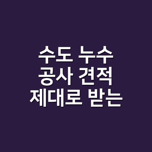 수도 누수 공사 견적 제대로 받는 방법, 공사 전 꼭 따질 항목 - 요약