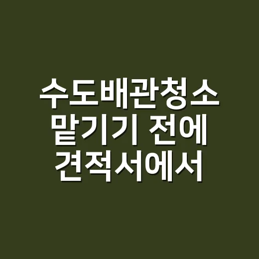 수도배관청소 맡기기 전에 견적서에서 확인하는 방법 - 요약