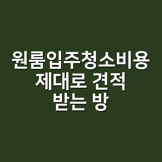 원룸입주청소비용 제대로 견적 받는 방법, 10만원 차이는 여기서 납니다