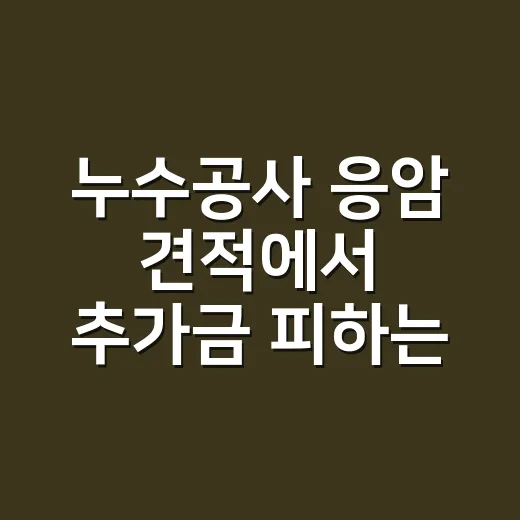 누수공사 응암 견적에서 추가금 피하는 방법 - 요약