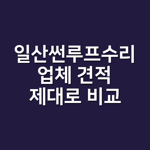 일산썬루프수리 업체 견적 제대로 비교하는 방법 - 요약
