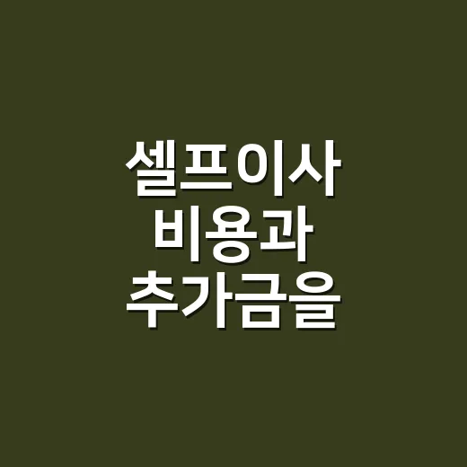 셀프이사 비용과 추가금을 줄이는 방법 - 요약
