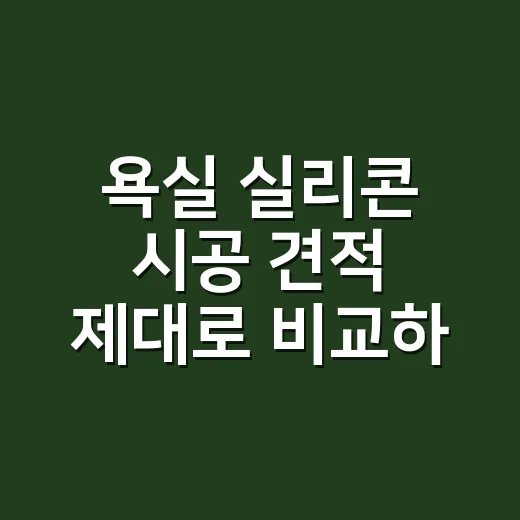 욕실 실리콘 시공 견적 제대로 비교하는 방법 - 요약