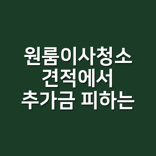 원룸이사청소 견적에서 추가금 피하는 방법 - 요약
