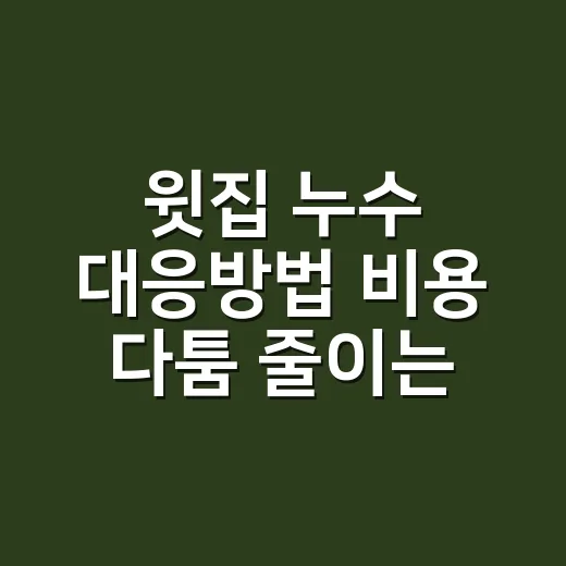 윗집 누수 대응방법 비용 다툼 줄이는 순서 - 요약