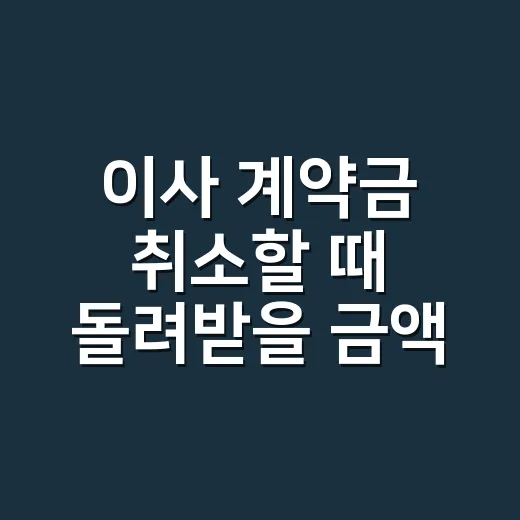 이사 계약금 취소할 때 돌려받을 금액 따지는 방법 - 요약