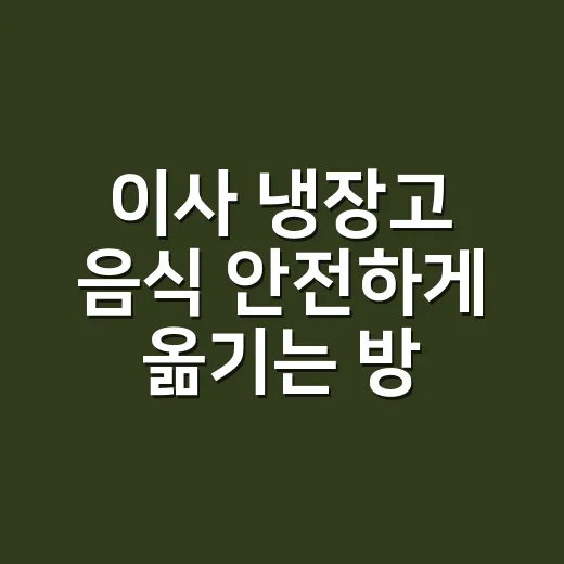 이사 냉장고 음식 안전하게 옮기는 방법 - 요약