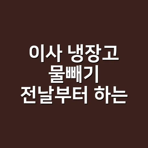이사 냉장고 물빼기 전날부터 하는 방법 - 요약