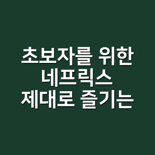 초보자를 위한 네프릭스 제대로 즐기는 방법 - 요약