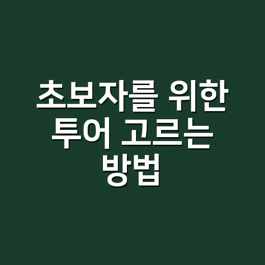 초보자를 위한 투어 고르는 방법, 돈 아깝지 않게 예약하려면 이렇게 - 요약