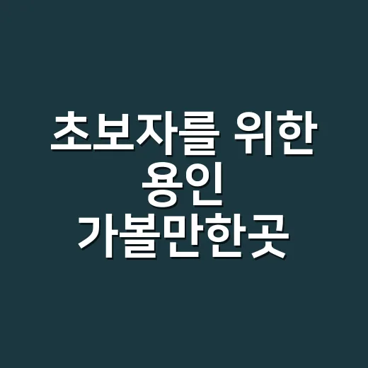 초보자를 위한 용인 가볼만한곳 고르는 방법 - 요약
