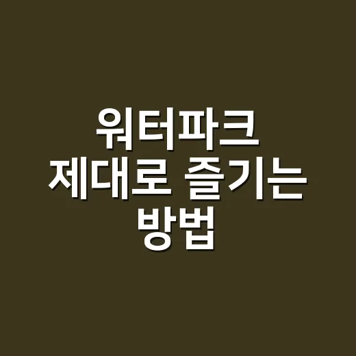 워터파크 제대로 즐기는 방법, 준비물부터 동선까지 초보자도 편하게 - 요약