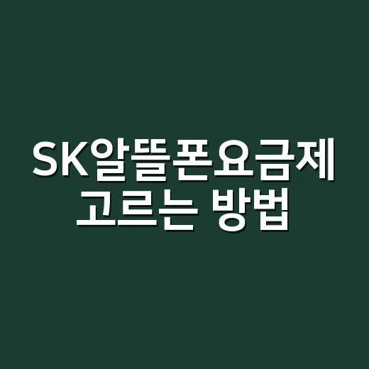 SK알뜰폰요금제 고르는 방법, 데이터 사용량별로 이렇게 보면 쉽습니다 - 요약
