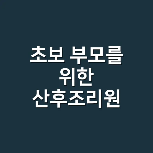 초보 부모를 위한 산후조리원 고르는 방법 - 요약