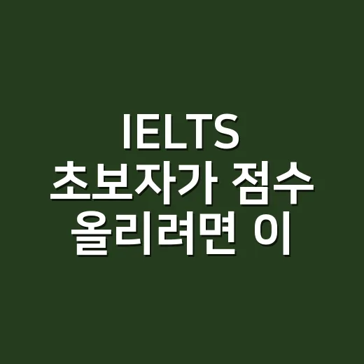 IELTS 초보자가 점수 올리려면 이렇게 준비하는 방법 - 요약
