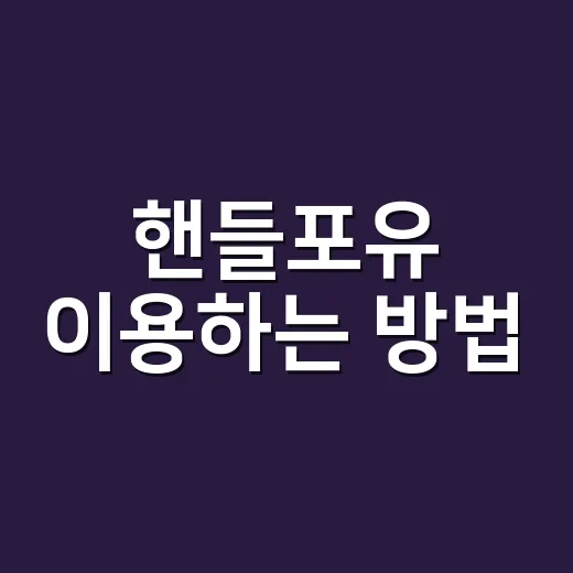 핸들포유 이용하는 …