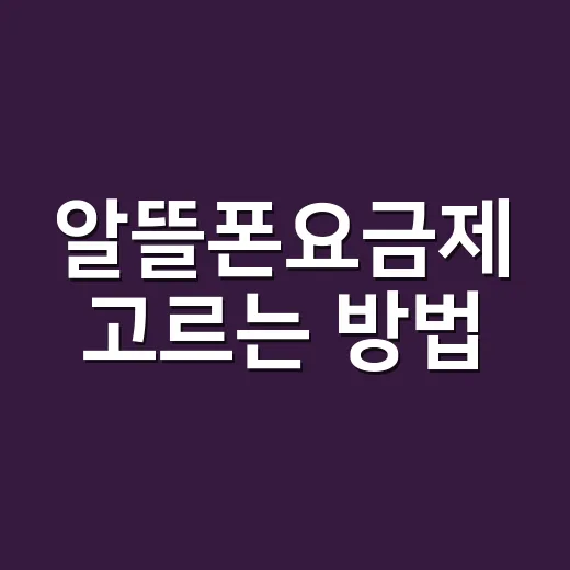 알뜰폰요금제 고르는 방법, 초보자는 이렇게 비교하면 쉽습니다 - 요약