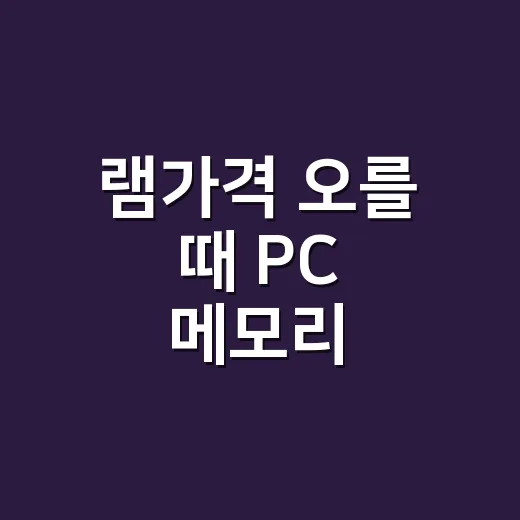 램가격 오를 때 PC 메모리 똑똑하게 사는 방법 - 요약
