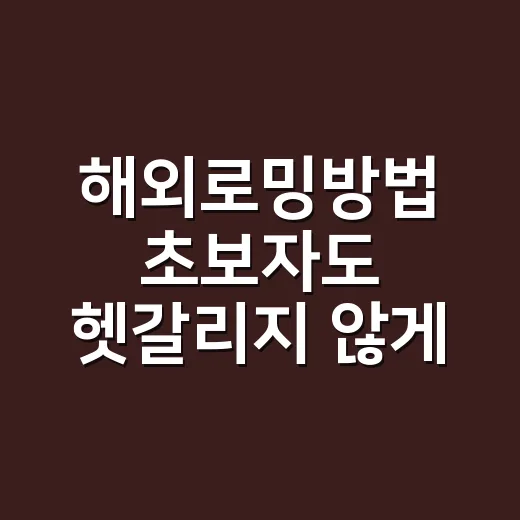 해외로밍방법 초보자도 헷갈리지 않게 준비하는 방법 - 요약