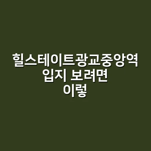 힐스테이트광교중앙역 입지 보려면 이렇게 체크하면 편합니다 - 요약