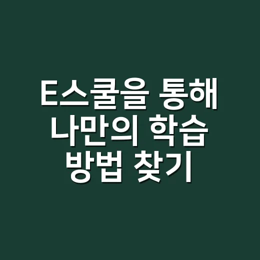 E스쿨을 통해 나만의 학습 방법 찾기 - 요약