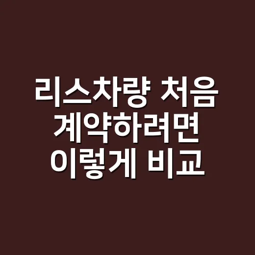 리스차량 처음 계약하려면 이렇게 비교하세요 - 요약