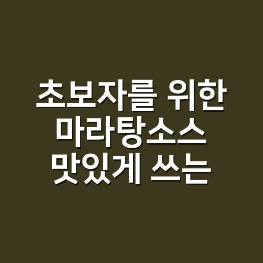 초보자를 위한 마라탕소스 맛있게 쓰는 방법 - 요약