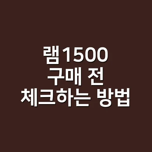 램1500 구매 전 체크하는 방법: 크기·가격·트림 감 잡기 - 요약