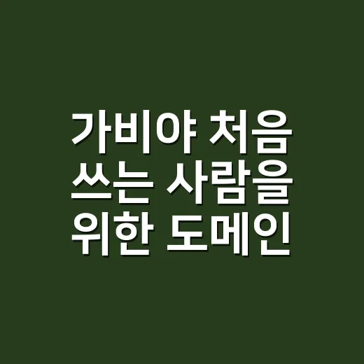 가비야 처음 쓰는 사람을 위한 도메인·호스팅 선택 방법 - 요약