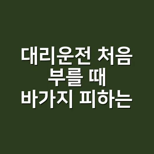 대리운전 처음 부를 때 바가지 피하는 방법 - 요약