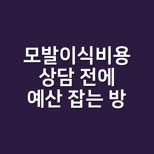 모발이식비용 상담 전에 예산 잡는 방법 - 요약