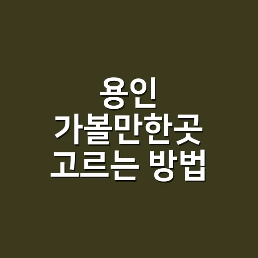 용인 가볼만한곳 고르는 방법, 당일치기 코스까지 이렇게 잡아보세요 - 요약