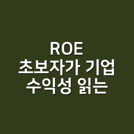 ROE 초보자가 기업 수익성 읽는 방법 - 요약