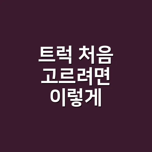 트럭 처음 고르려면 이렇게 따져보세요 - 요약