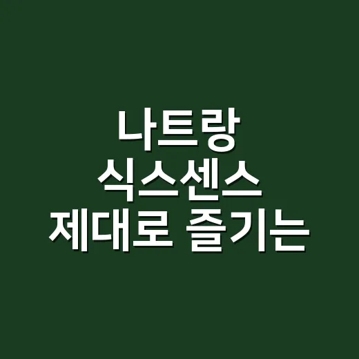 나트랑 식스센스 제대로 즐기는 방법, 처음 가는 사람도 덜 헤매게 - 요약