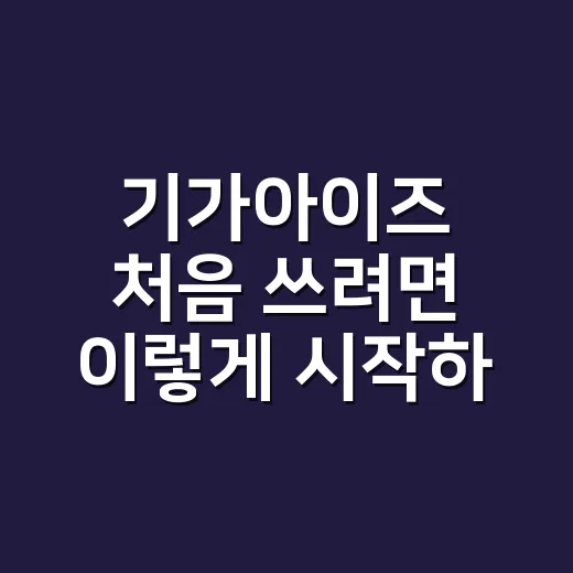 기가아이즈 처음 쓰려면 이렇게 시작하는 방법 - 요약