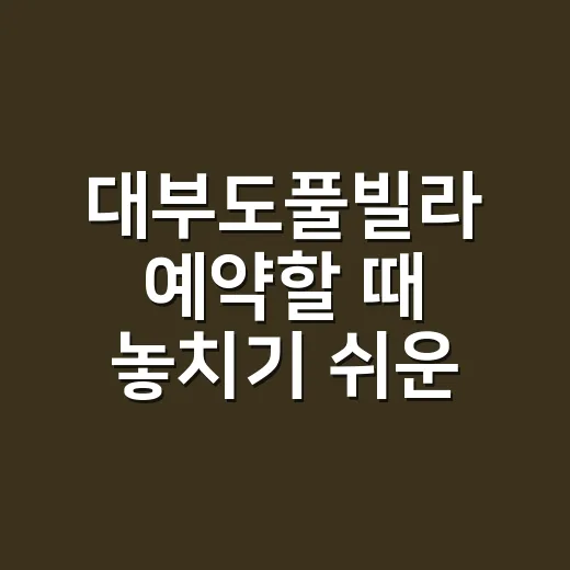 대부도풀빌라 예약할 때 놓치기 쉬운 것 확인하는 방법 - 요약