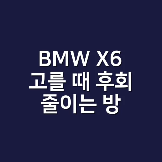 BMW X6 고를 때 후회 줄이는 방법 - 요약