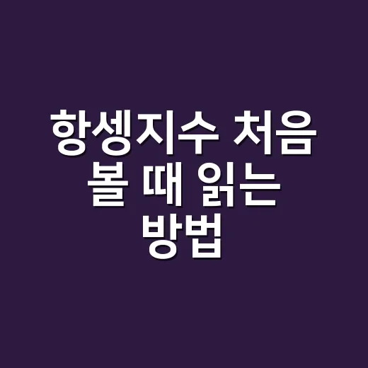 항셍지수 처음 볼 때 읽는 방법 - 요약