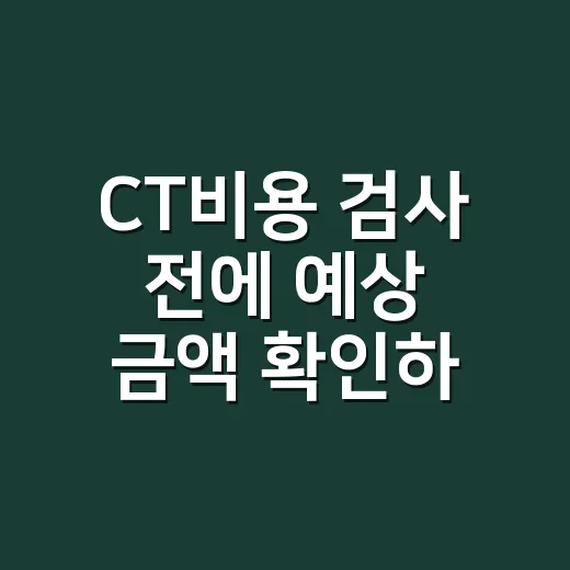 CT비용 검사 전에 예상 금액 확인하는 방법 - 요약