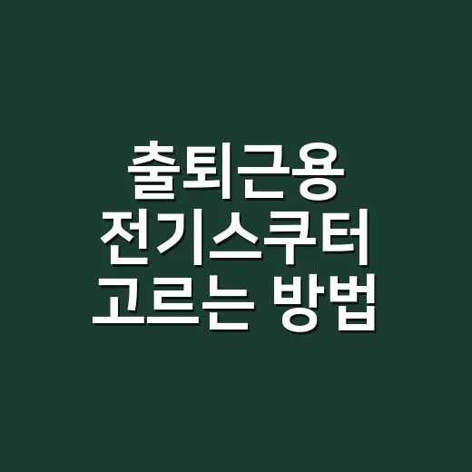 출퇴근용 전기스쿠터 고르는 방법 - 요약